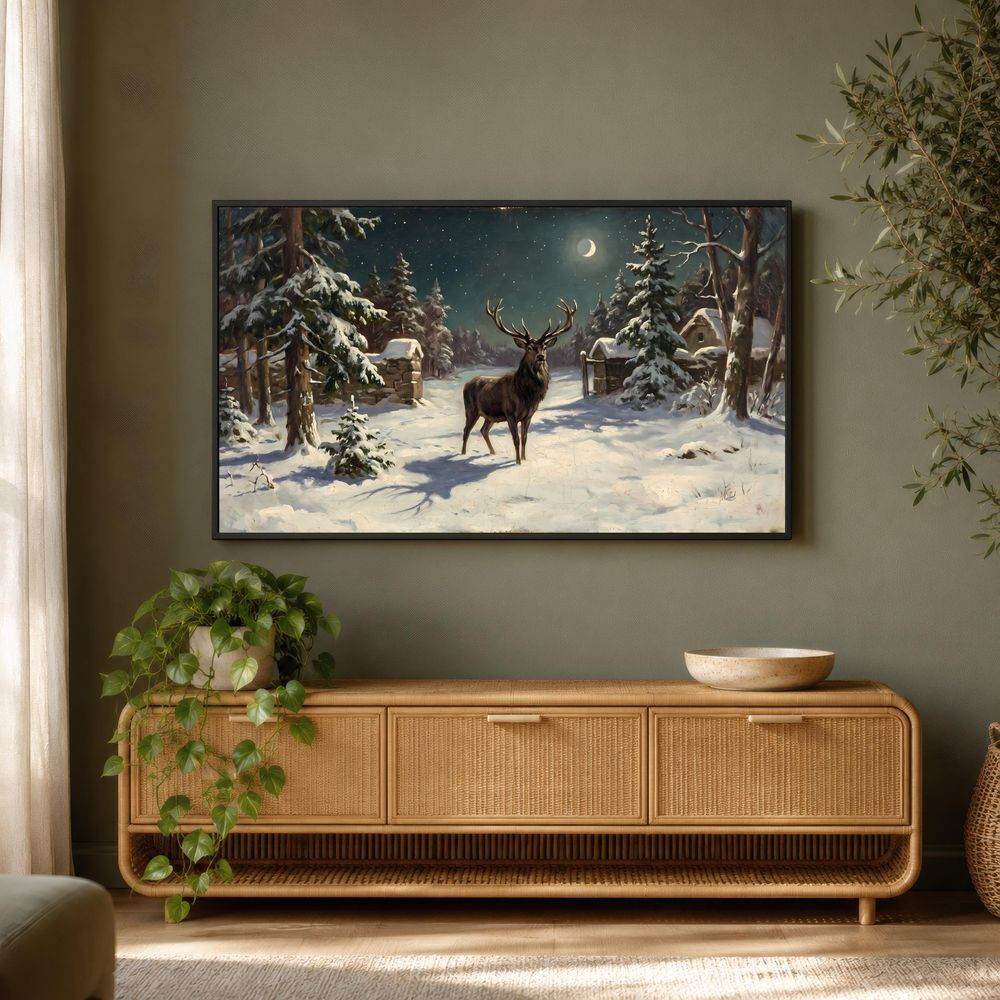 Winter Stag In Moonlight Frame TV Art — frame tv art frame tv art by Brunelvi — view 3
