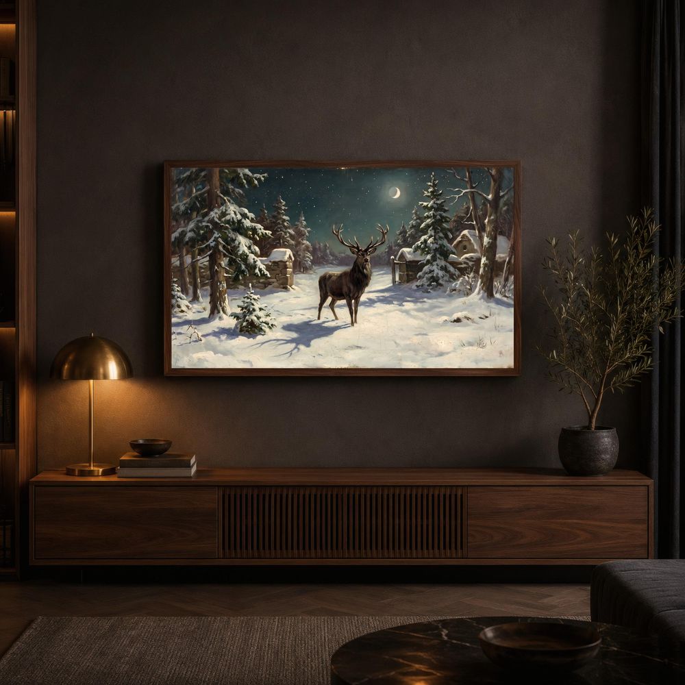 Winter Stag In Moonlight Frame TV Art — frame tv art frame tv art by Brunelvi — view 4