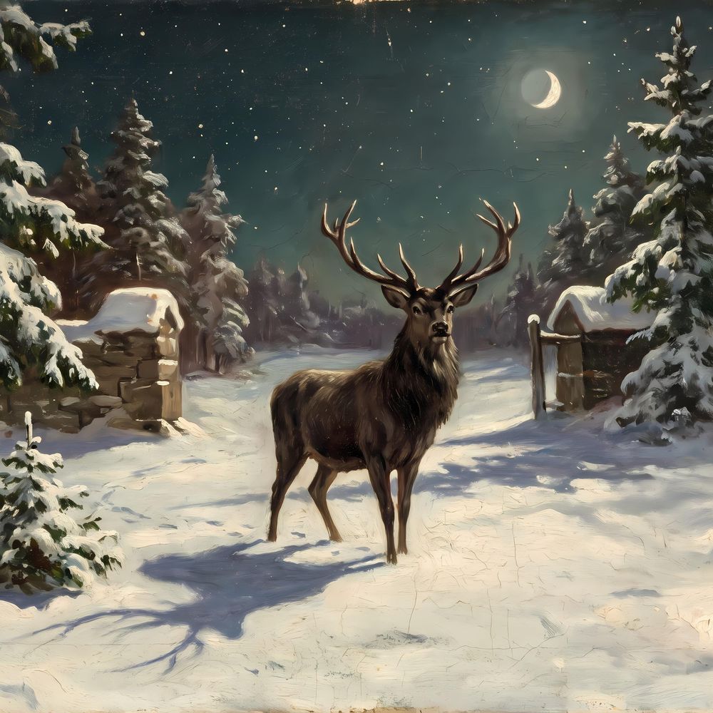 Winter Stag In Moonlight Frame TV Art — frame tv art frame tv art by Brunelvi — view 5