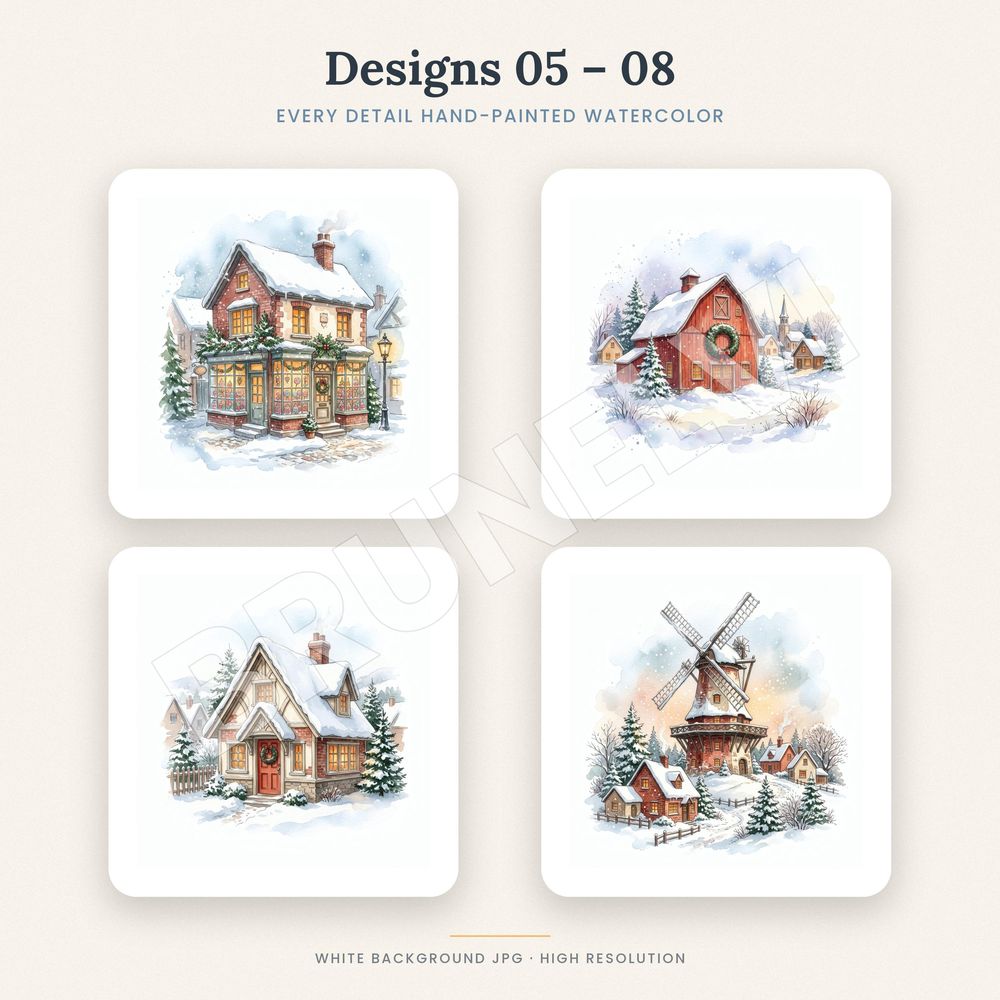 Winter Village Clipart Bundle — jpg bundles (white bg) clipart by Brunelvi — view 4