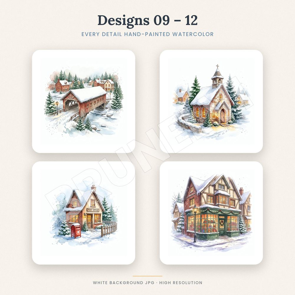 Winter Village Clipart Bundle — jpg bundles (white bg) clipart by Brunelvi — view 5