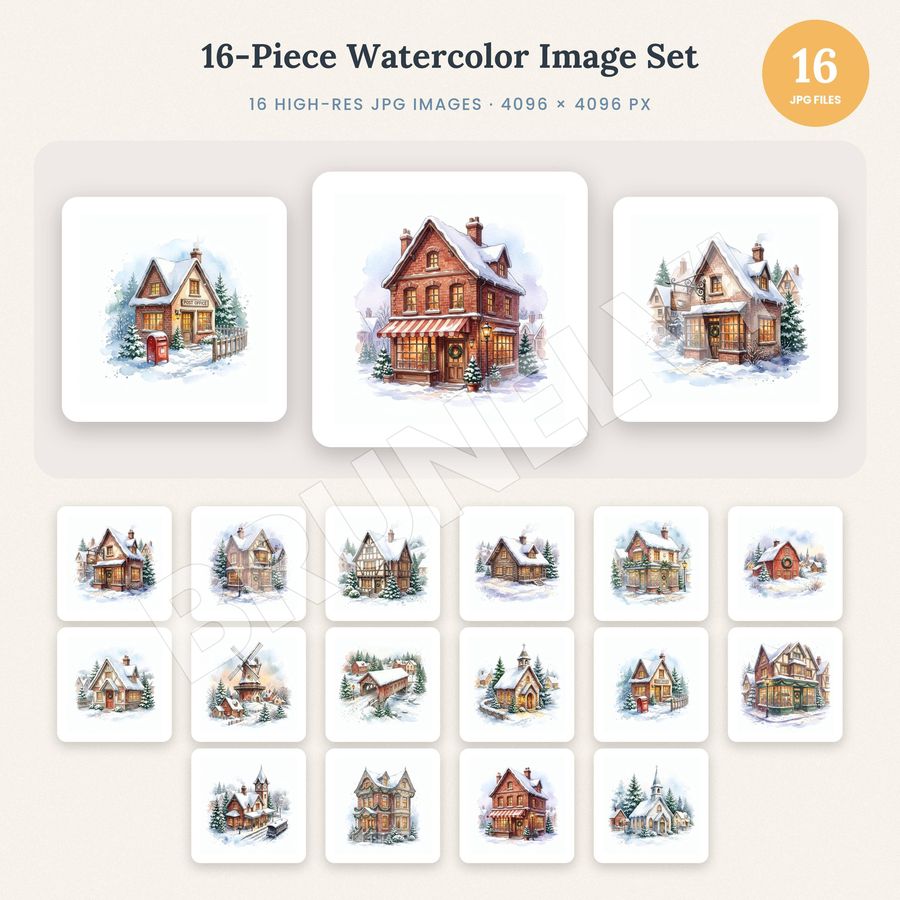 Winter Village Clipart Bundle — jpg bundles (white bg) clipart by Brunelvi