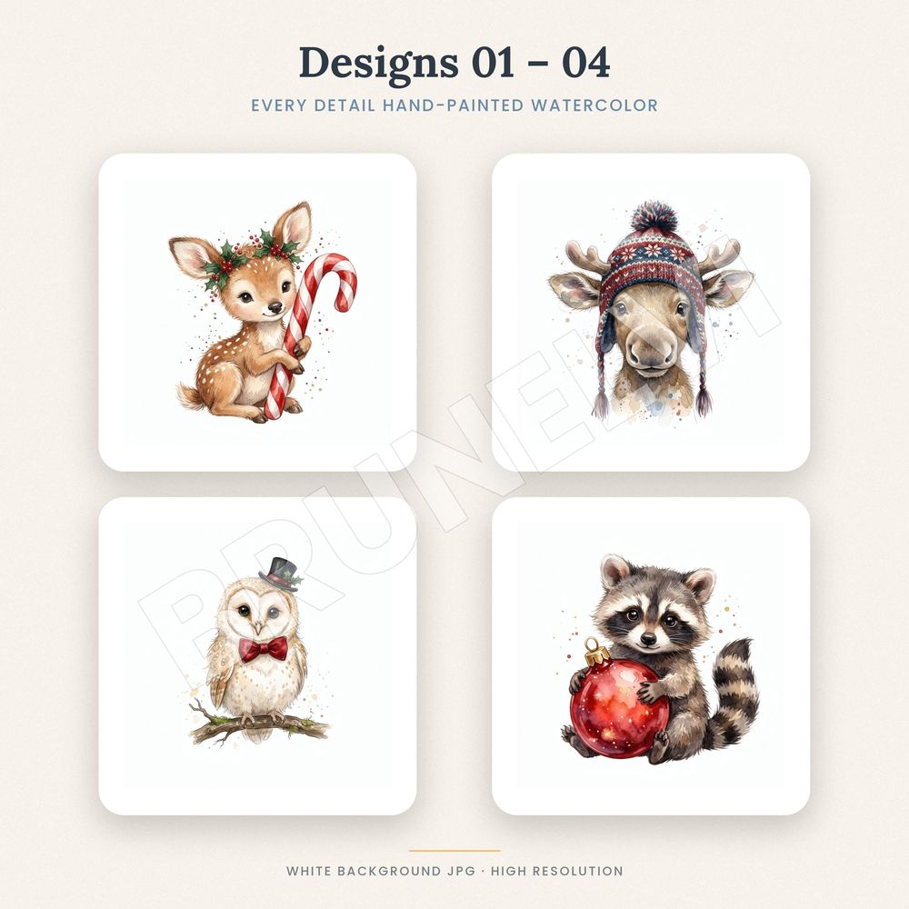 Winter Woodland Animals Clipart — jpg bundles (white bg) clipart by Brunelvi — view 3