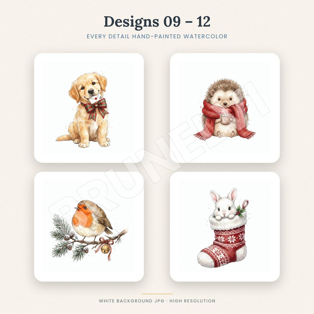 Winter Woodland Animals Clipart — jpg bundles (white bg) clipart by Brunelvi — view 5