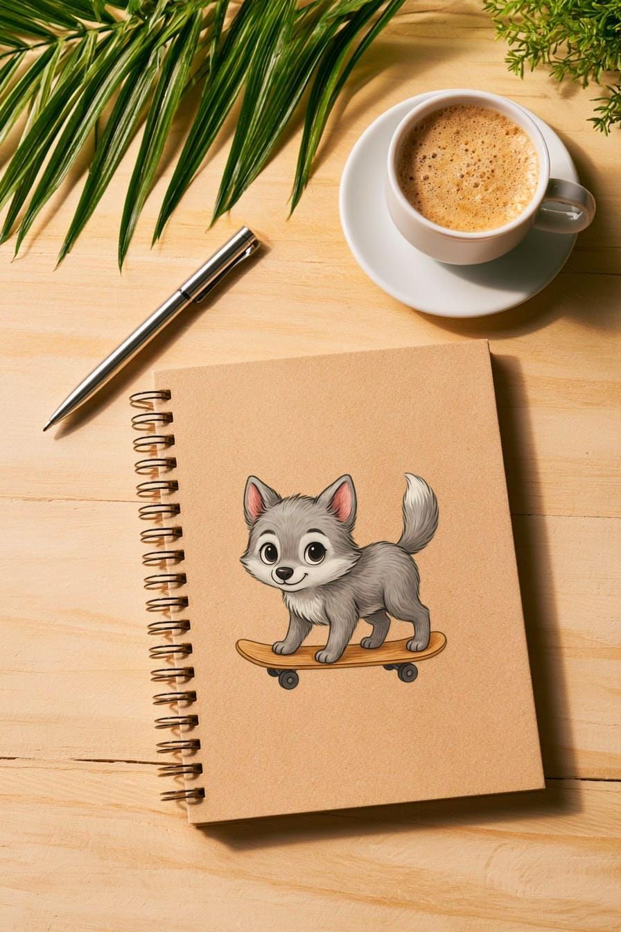 Wolf Pup Skateboard Clipart — animal clipart clipart by Brunelvi — view 4