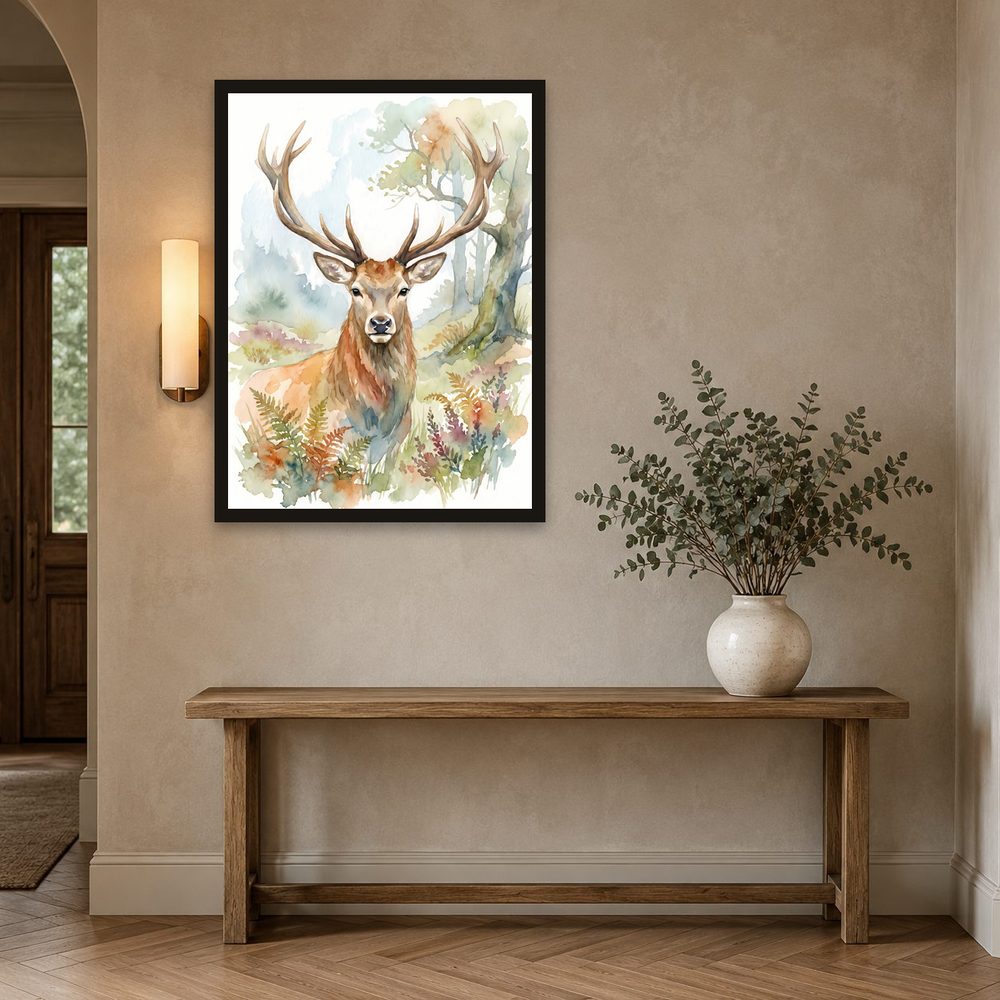 Woodland Stag watercolor painting wall art by Brunelvi — Ansicht 2
