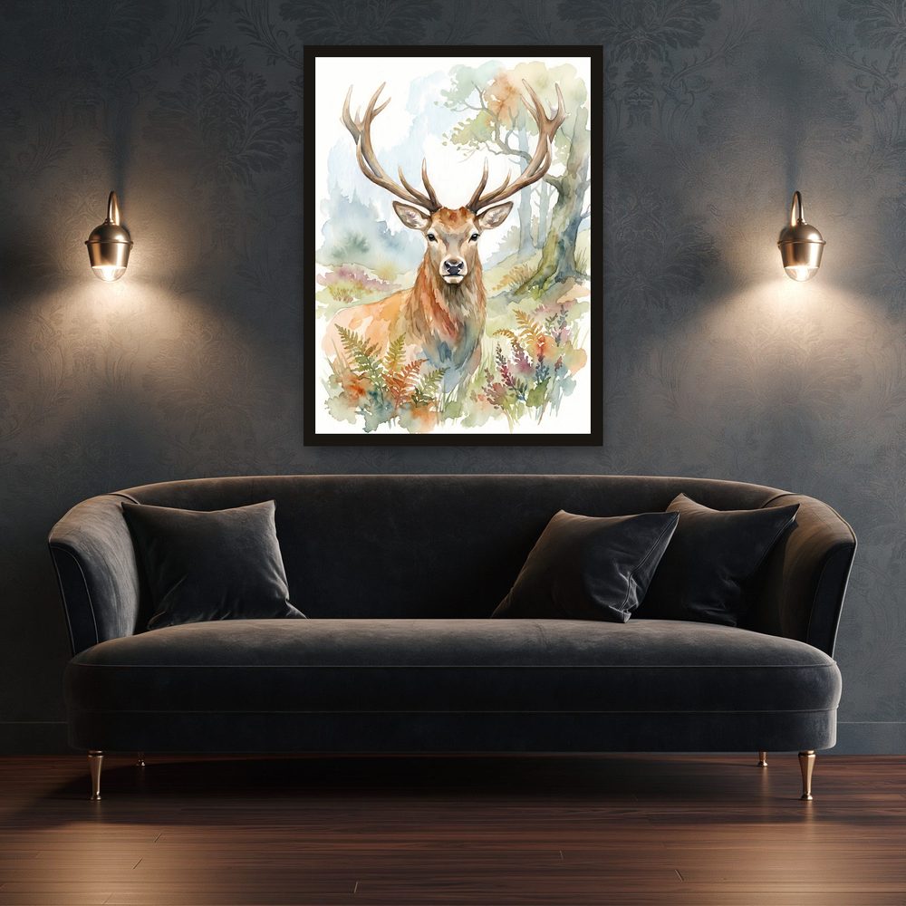Woodland Stag watercolor painting wall art by Brunelvi — Ansicht 3
