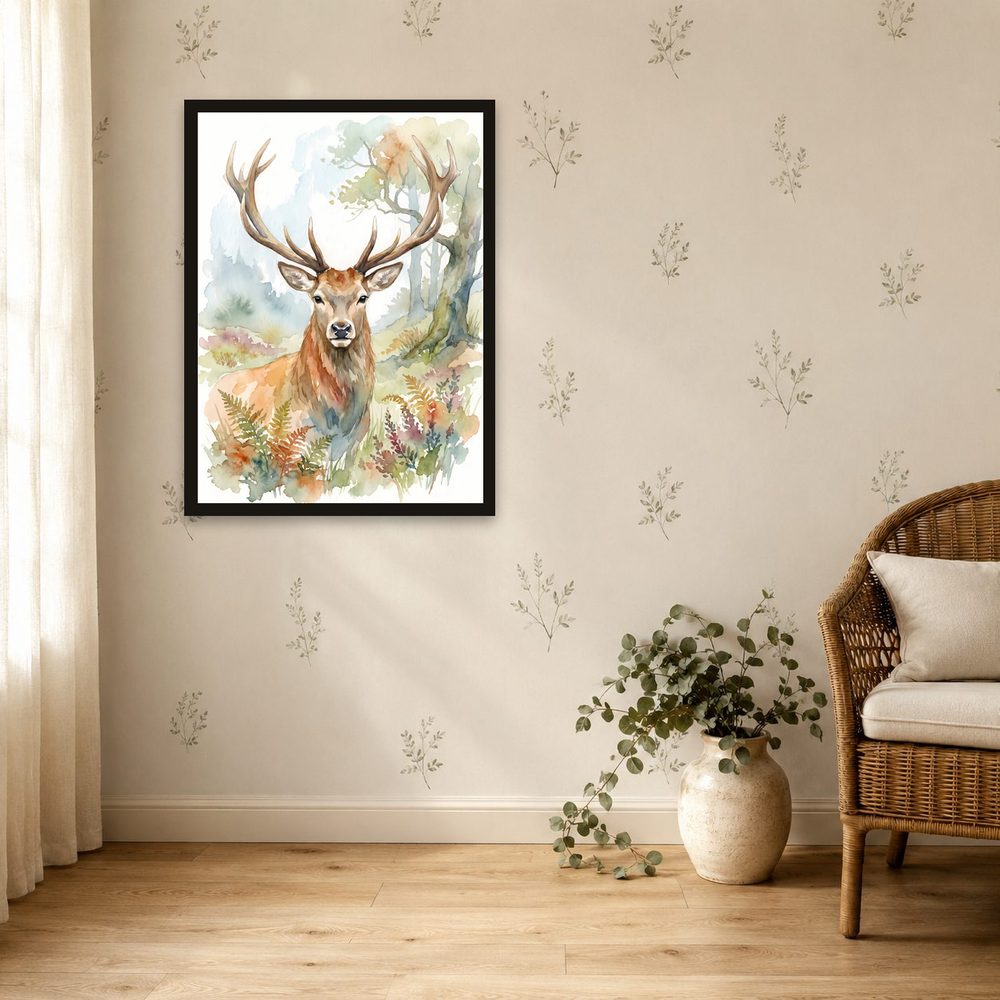 Woodland Stag watercolor painting wall art by Brunelvi — Ansicht 4
