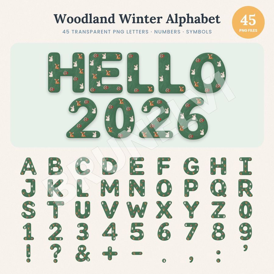 Woodland Winter Alphabet PNG — alphabet letter pngs clipart by Brunelvi