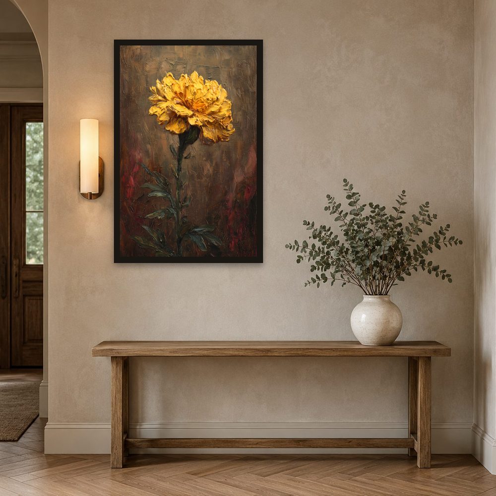 Yellow Marigold impasto oil painting wall art by Brunelvi — Ansicht 2