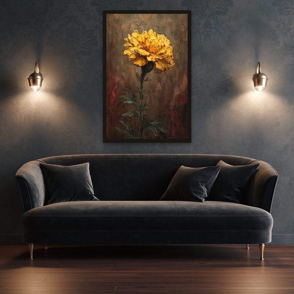 Yellow Marigold impasto oil painting wall art by Brunelvi — Ansicht 3