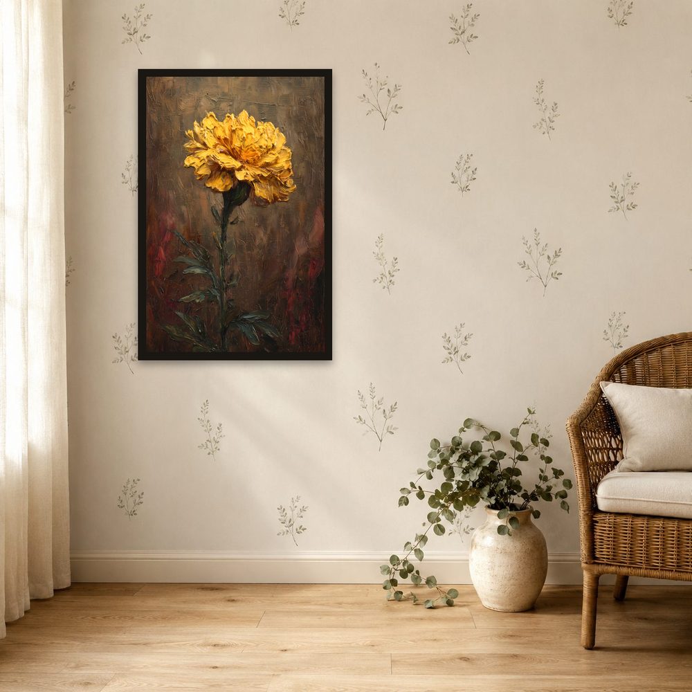 Yellow Marigold impasto oil painting wall art by Brunelvi — Ansicht 4
